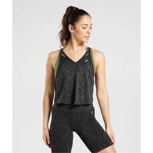 GYMSHARK Women’s Black Gray Adapt Animal Seamless Midi Tank Size Medium